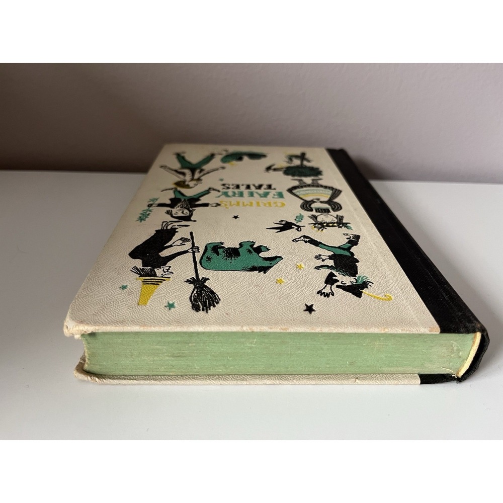 Vintage Hardcover Book Home Decor Prop Set Staging Green Grimm's Fairy Tales USA - Picture 5 of 9